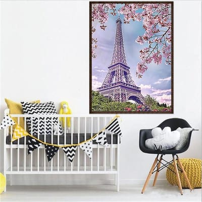 5D bricolage diamant peinture  tour et cerise  diamant broderie point de croix strass peinture 20X30CM gray