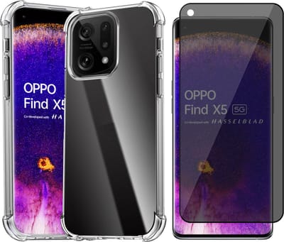 Hoesje geschikt voor Oppo Find X5 - Privacy Screenprotector Volledig Dekkend Glas - Shockproof Transparant