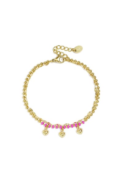 Dubbele armband met kralen en hartjes charms - Verkleurt niet - Cadeau - Goudlief.nl