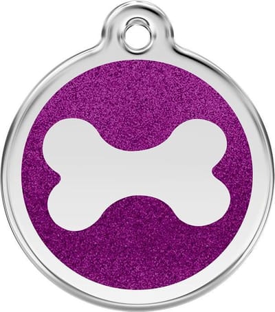 Red Dingo Hondenpenning 20 mm bot glitter paars