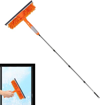 Verstelbare Stoffer - Pluizenverwijderaar - Hoge Oppervlakken Reinigen - Uitschuifbaar Tot 171cm - Lange Steel - Oranje