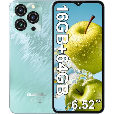 OUKITEL C3 Mobiele Telefoon Ontgrendeld 2025-16GB RAM+64GB/TF 1TB ROM Smartphone, 5000mAh Batterij, 6.52'' Waterdruppel Scherm, 13MP+5MP Camera blauw