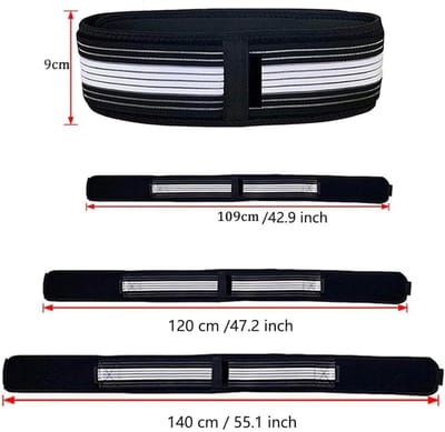 2-delige unisex sacroiliacale heupband, corrigerende buikband, tailleband, heup- en tailleondersteuning - zwart 140 cm