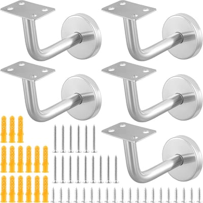 Handrail Beugels voor Ronde Buizen 60 x 80 mm - Wandsteun voor Trapleuning, Corridor en Ondersteuningsbalk - Geschikt voor Ø 12 mm met M8 Schroef