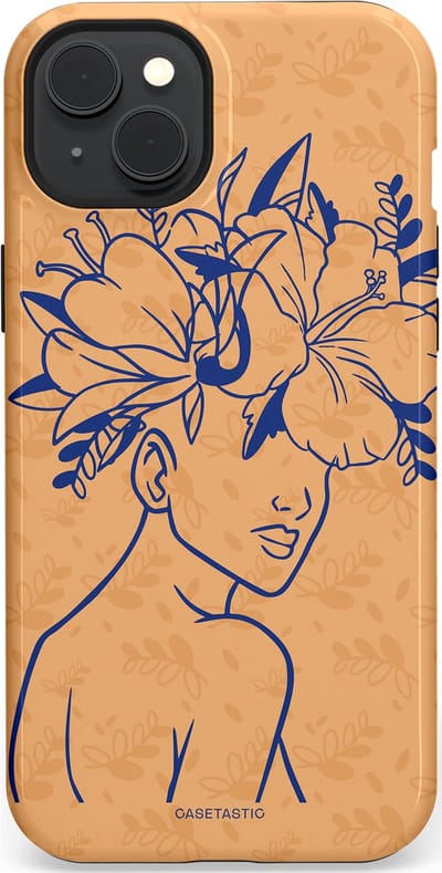 Casetastic hoesje geschikt voor Apple iPhone 15 Plus - MagSafe - Dubbellaagse bescherming - Lijn en Bloesem - Fashion Case - Perzik