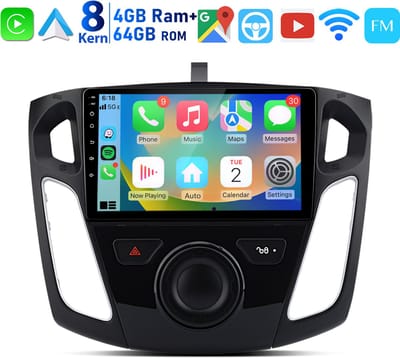 Junsun Android 15 Auto Radio Geschikt voor Ford Focus 3 MK3 (2011-2019) Accessoires - 4GB+64GB - Draadloze CarPlay & Andriod Auto - Bluetooth - GPS-Navigatiesysem - 9 inch IPS Touchscreen - WiFi - DSP - RDS - USB
