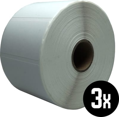 DULA Zebra kompatible Etiketten, 57 mm x 32 mm, Weiß, Abnehmbar, Kern 25 mm, 3 Rollen, 1500 Etiketten pro Rolle