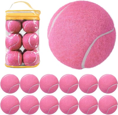 Tennisballen Set - Trainingsballen Oefenballen - Tennistraining Oefenen - Natuurlijk Rubber - 12 Stuks - Roze