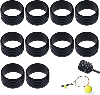 10 stuks - Racket Grip Tape - Tennisracket Grip Tape - Siliconen Grip Retention Ring - Elastische Racket Grip - Zwart