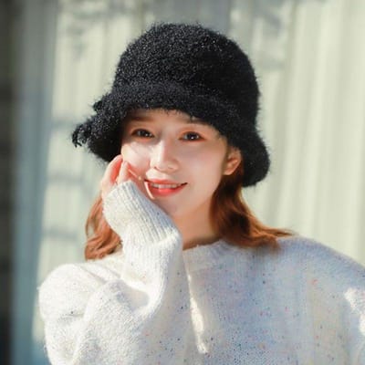 Chapeau Tricoté pour Femmes Automne et Hiver Tendance et Polyvalent Chapeau Tricoté Épais et Moelleux Chapeau de Pêcheur Chaud black