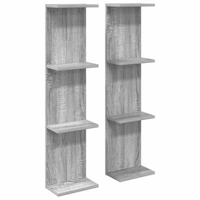 vidaXL - Wandplank - 2 - st - Grijs - Sonoma - 25 - x - 15 - x - 100 - cm - Bewerkt - hout