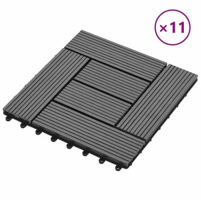 vidaXL - Terras - Tegel - 11 - st - Grijs - 30 - x - 30 - cm - WPC