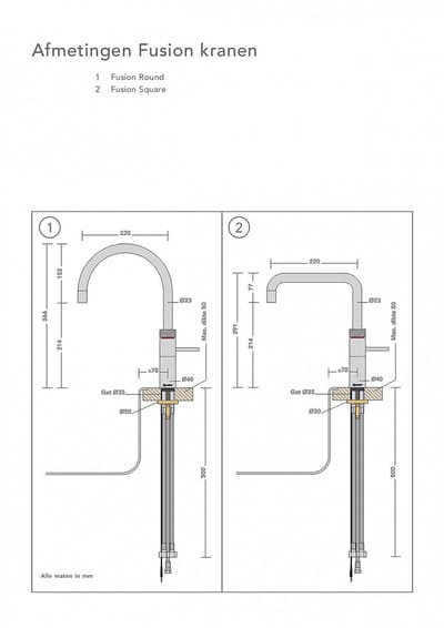 Quooker Fusion square rose koper met Combi+ reservoir
