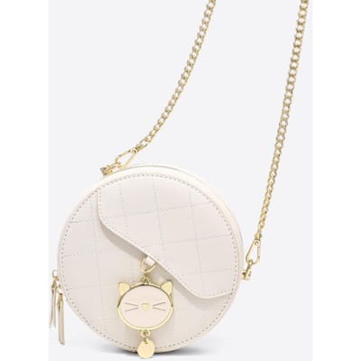 Koeienhuid Crossbody Tas High-end en Veelzijdig Kleine Ronde Tas Licht Luxe Schoudertas Mode Kettingtas white