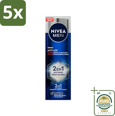 5 x NIVEA MEN - Anti-Age 2in1 Power - Hydraterende Crème Gezicht SPF 30 - 50 ml - Grootverpakking - Anti-aging Crème - Gezichtsverzorging Mannen - SPF 30 - Rimpels - Pigmentvlekken