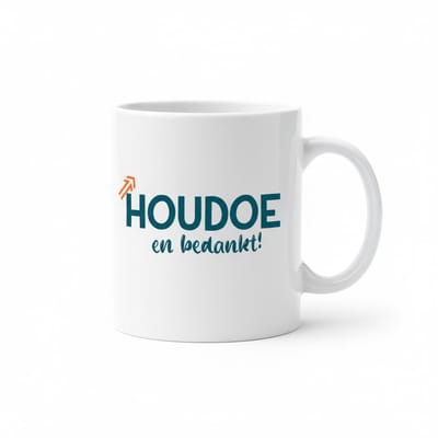 Houdoe en Bedankt Afscheid Mok – Nederlandse Bedank & Vaarwel Quote Keramische Koffiemok – 330 ml