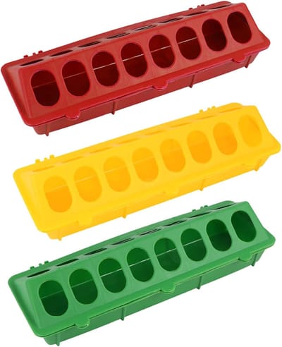 Kippenvoederbak 3 Delig - Vogel Voerdispenser - Voedsel Besparen - Anti-schommel Ontwerp - 30 cm Lengte - Wit