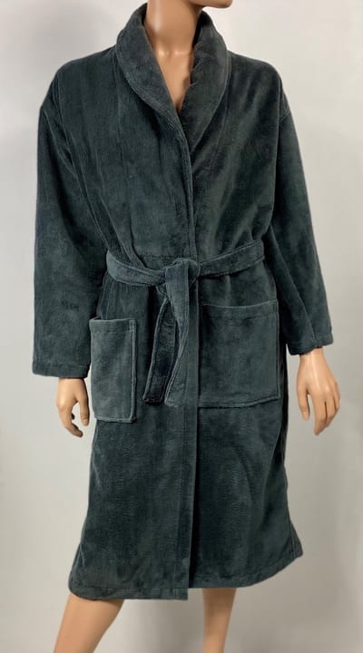 Romana Products Velvet - Badjas - Velvet Antraciet - Maat XS - Hoogwaardige kwaliteit - Zeer luxe - Ochtendjas - Luxe Badstof van Katoen en Polyester - Heerlijk warm - Super zacht fleece - Binnenzijde katoen - voor sauna en thuisgebruik