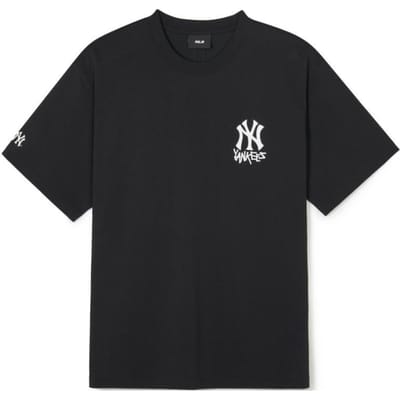 MLB SS24 Logo New York Yankees Coupe Ample Imprimé Col Rond Manches Courtes T-shirt Unisexe Hauts Noir 3ATSB1843-50BKS S gray
