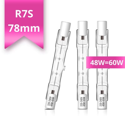 3x R7S Halogeen Staaflamp 78mm – 48W = 60W – Dimbaar – 3 R7S Halogeenlampen