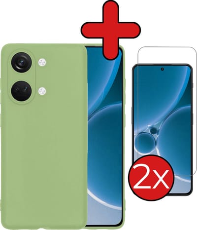 Hoesje - Met 2x Screenprotector - Geschikt voor OnePlus Nord 3 - Sterk & Shockproof - Telefoon Hoes - Back Cover - Siliconen Case - Telefoonhoes - Groen