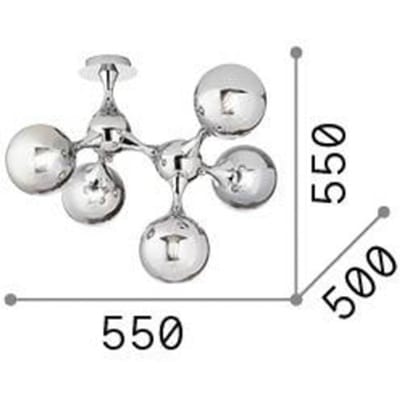 Plafondlamp Ideal Lux Nodi, chroomkleurig, glas, 5-lamps