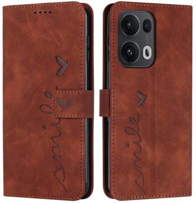 Coverup Hoesje - Geschikt voor OPPO Reno13 Pro 5G Hoesje - Coverup Smile Book Case - Bruin