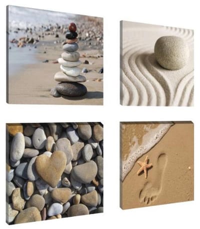 Canvasafbeeldingen Set van 4 - Spa Sand 20x20 cm voor Wanddecoratie