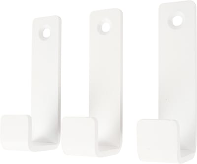Marcellis - 3x Industriële ophang haak - jas haak - mat wit - metaal - 8cm - ook voor aan plank