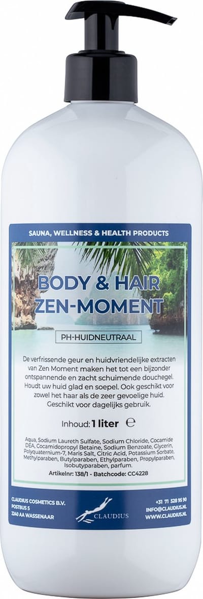 Body & Hair Zen Moment - 1 liter met gratis pomp - 2 in 1 voor lichaam en haar.