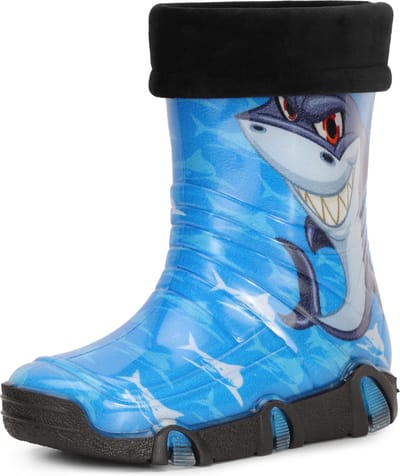 Ladeheid Kinder Regenlaarzen - Rubber - Hoog - PVC – Waterdicht - LA-ZT-Szuwarek2020 - Blauwe haai 42 - 27/28
