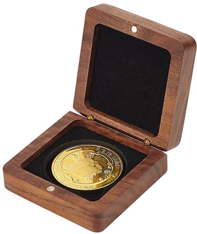 Enkele Houten Uitdagingsmunt Presentatie Display Cadeaudoos Met Zwart Fluweel Binnen 40mm Munten Opbergdoos Magnetische Sluiting Medaille Display Kast Herdenkingsmunt Houders voor