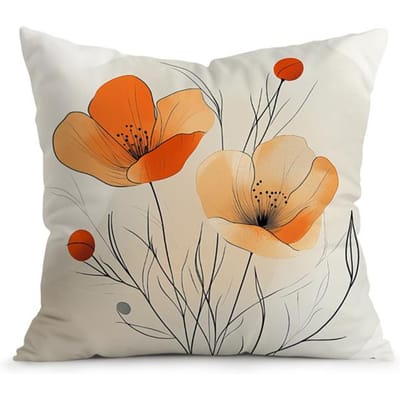1 stuks Oranje Lijn Bloemen Kussensloop Vierkant Slaapkamer Kussenhoezen Rits Stoel Woonkamer Zacht Comfortabel Decor 45x45cm 45x45cm