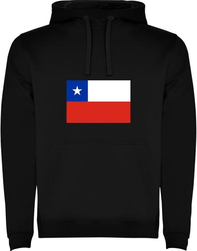 Zwarte Hoodie met Wereldse vlag land Chili Full Color Maat M