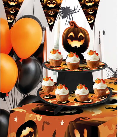 Fiestas Guirca - Etagere Halloween pompoenen (40x30 cm) - Halloween - Halloween Decoratie - Halloween Versiering