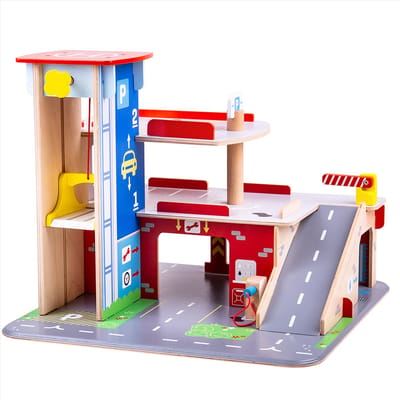 Bigjigs Houten Garage met Parkeerplaats en Lift - Speelgoed voor Kinderen