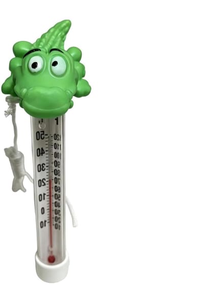 Drijvende Zwembadthermometer - Waterthermometer Bad - Watertemperatuur Meten - Krokodil Vorm - 29 cm - Groen