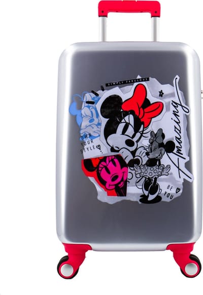 Disney Kinderkoffer Handbagage / Kindertrolley / Kinderreiskoffer - 55 cm (Small) - Gratis toiletzak/pennenzak - Amazing Minnie Mouse - Zilver - Zilver / Small