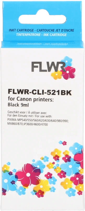 FLWR - Cartridges / Canon CLI-521BK / zwart / Geschikt voor Canon