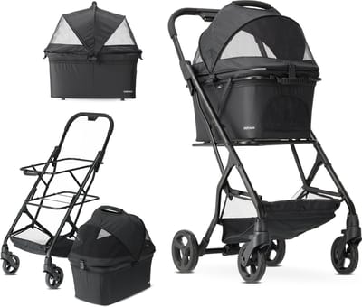 Deryan Luxe Inklapbare Hondenbuggy - Huisdieren wandelwagen - Zwart