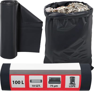 Zware Vuilniszakken - Bouwafvalzakken Grote Zakken - Robuust Afval Verwerken - Extra Sterk 75 Micrometer - 100 Liter Inhoud