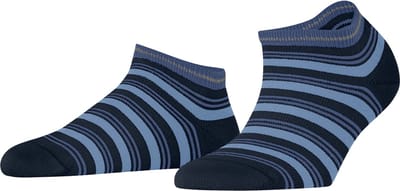 FALKE Smart Stripe kort gedessineerd katoen sneakersokken enkelsokken dames blauw - maat 35-38