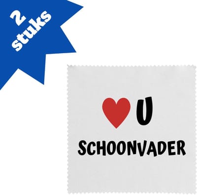 Akyol - love u schoonvader brillendoekjes - Papa - de liefste schoonvader - vader cadeautjes - vaderdag - verjaardag - geschenk - kado - 17,8 bij 17,8 cm - 2 stuks