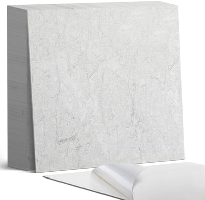 Coloray Plaktegels - Natuursteen textuur Zelfklevende Tegels - 20 cm x 20 cm - Wit Plaktegels - 20 stuks - Vierkant PVC Tegels - Plaktegels Badkamer - Plaktegels Vloer - Vinyl Tegels Zelfklevend - Wandtegel Zelfklevend