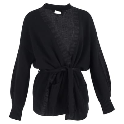 Moncler Robe Cardigan met logo-afwerking in zwarte wol