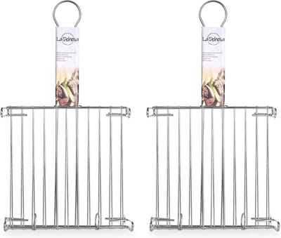 La Dehesa BBQ/barbecue braadrooster - 2x - grill verhoger - metaal - 32 x 32 x 8 cm - vlees/vis/groente