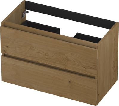 INK Fineer Wastafelonderkast - 80x40x52cm - 2 lades - greeploos - houten keerlijst - MDF Fineer Natur