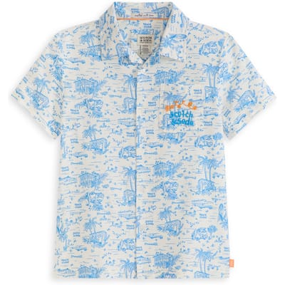 Scotch & Soda Boys S&s Printed Camp Shirt Natural Taglia: M | Camicie Outlet | kids