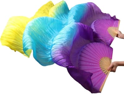 Danslinten Set - Zijde Fans - Dans Prestaties - Handgeverfd Ontwerp - 180x90cm - Kleurrijk