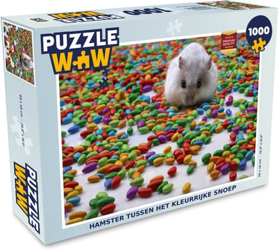 Puzzel Hamster tussen het kleurrijke snoep - Legpuzzel - Puzzel 1000 stukjes volwassenen